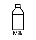 A milk icon representing milk allergen information.