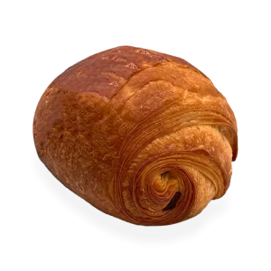 Image of a single French chocolate croissant. Pierre and Michel your authentic French bakery
