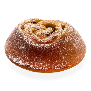 Image of a single serving of French raisin cream croissant. Pierre and Michel your authentic French bakery