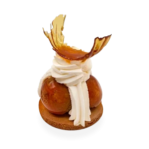 Image of a single serving of French Saint Honoré pastry. Pierre and Michel your authentic French bakery