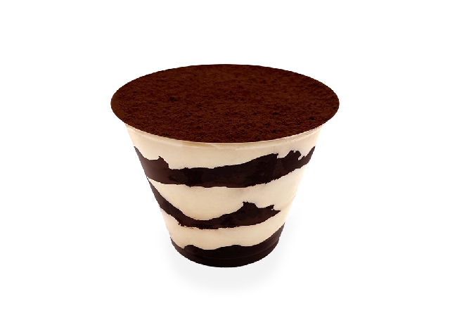 Delicious homemade tiramisu dessert served in a glass dish, consisting of layers of coffee-soaked ladyfingers, creamy mascarpone cheese, and dusted with cocoa powder. Pierre and Michel your authentic French bakery