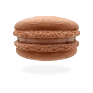 French caramel macaron with a caramel drizzle and sprinkled with sea salt by Pierre and Michel your authentic French bakery.