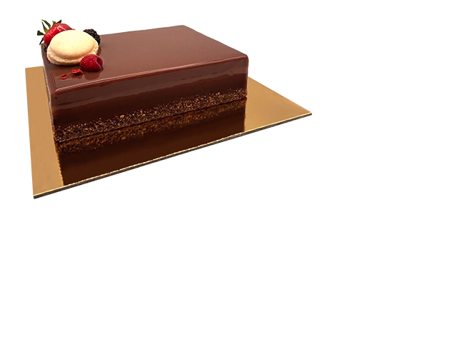 A stunning Passion Mousse Birthday Cake with layers of vibrant flavors, skillfully created by Pierre and Michel's Authentic French Bakery.